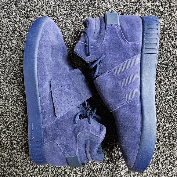 Adidas Men's Tubular Blue Suede Sneakers - Picture 1 of 8